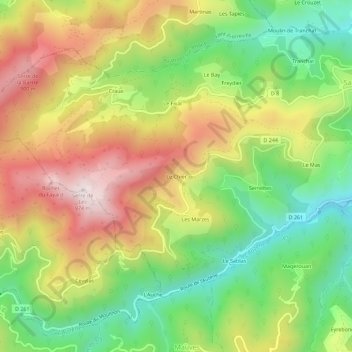 Le Chier topographic map, elevation, terrain