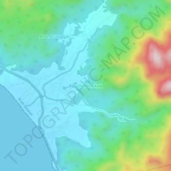 Keude Meukek topographic map, elevation, terrain