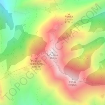 Peña Mea topographic map, elevation, terrain