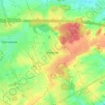 Moorsel topographic map, elevation, terrain