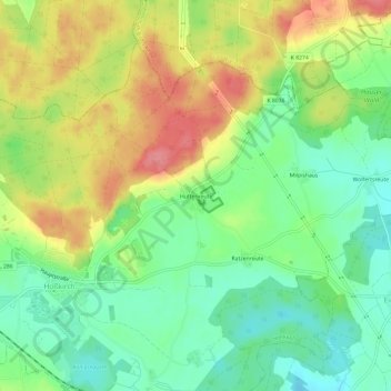Hüttenreute topographic map, elevation, terrain
