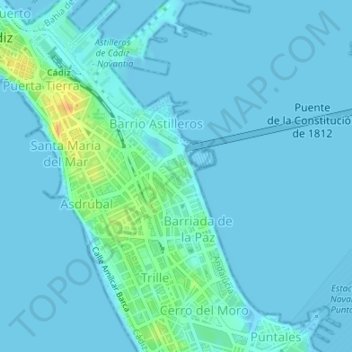 Parque del Gadir topographic map, elevation, terrain