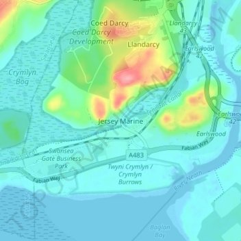 Jersey Marine topographic map, elevation, terrain