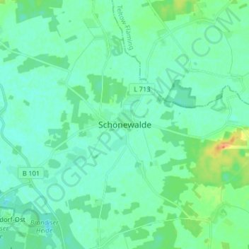 Schönewalde topographic map, elevation, terrain