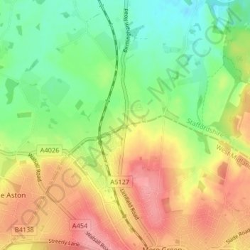 Watford Gap topographic map, elevation, terrain