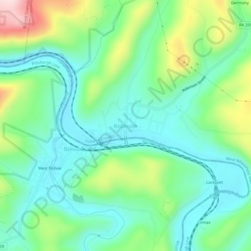 Robinson topographic map, elevation, terrain