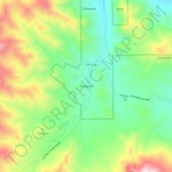 Paradise topographic map, elevation, terrain