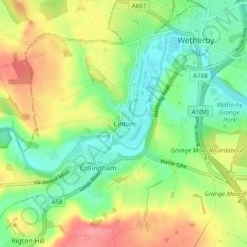 Linton topographic map, elevation, terrain