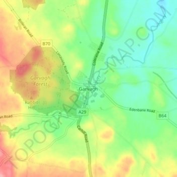 Garvagh topographic map, elevation, terrain