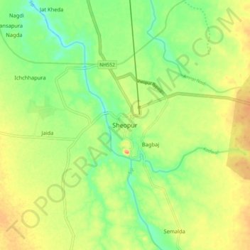 Sheopur topographic map, elevation, terrain