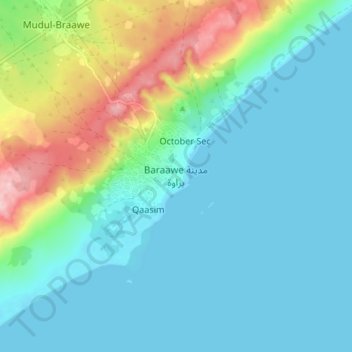 Barawa topographic map, elevation, terrain