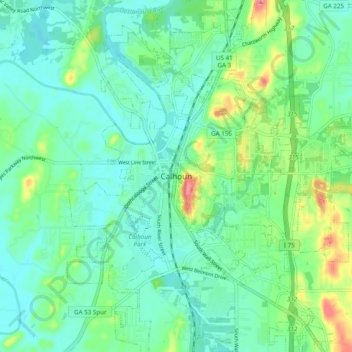 Calhoun topographic map, elevation, terrain