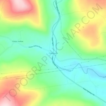 Cooksburg topographic map, elevation, terrain