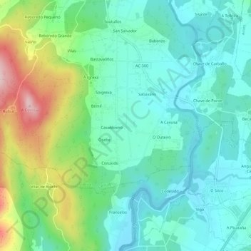 Romarís topographic map, elevation, terrain