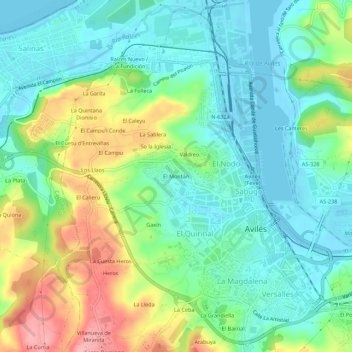 El Montán topographic map, elevation, terrain