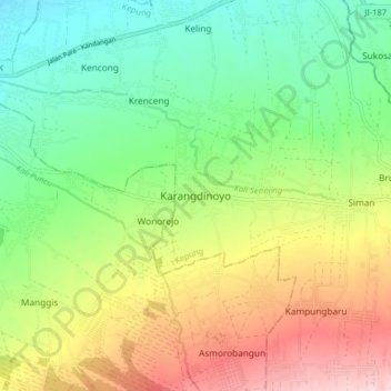 Karangdinoyo topographic map, elevation, terrain