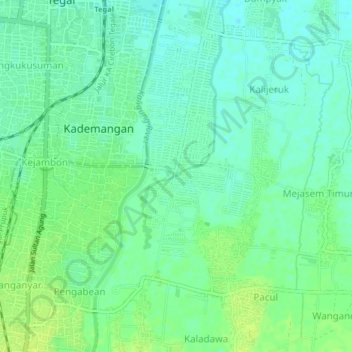 Mejasem Barat topographic map, elevation, terrain