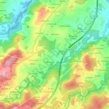 Cancelada topographic map, elevation, terrain