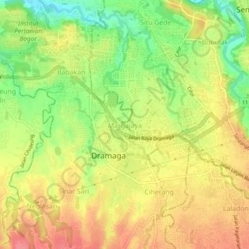 Margajaya topographic map, elevation, terrain