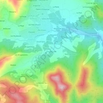 Prat Bourdin topographic map, elevation, terrain