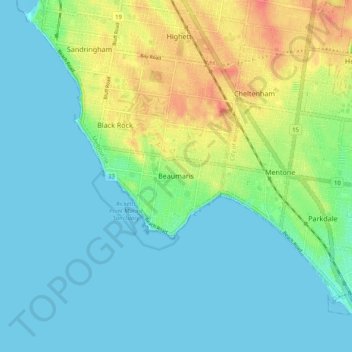 Beaumaris topographic map, elevation, terrain