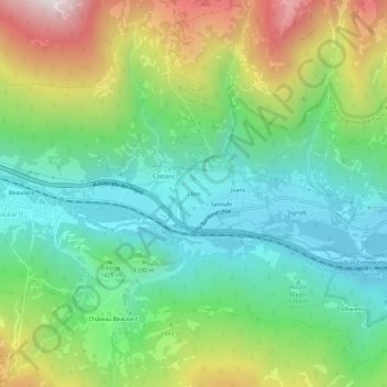 Clots topographic map, elevation, terrain