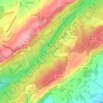 Watchung Reservation topographic map, elevation, terrain