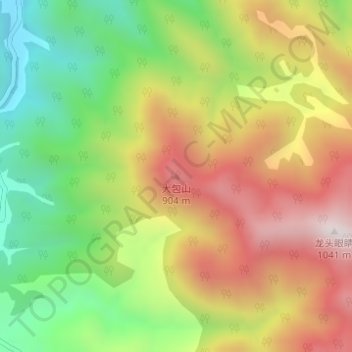 大包山 topographic map, elevation, terrain