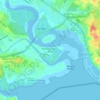 Kampung Bakar Batu topographic map, elevation, terrain