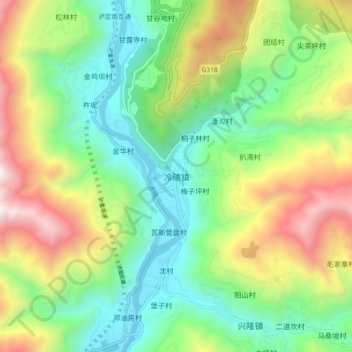冷碛镇 topographic map, elevation, terrain