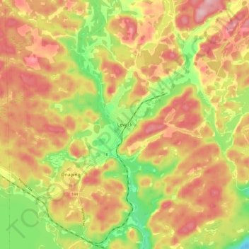 Levack topographic map, elevation, terrain