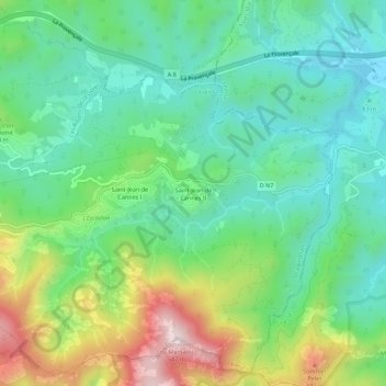 Saint-Jean de Cannes II topographic map, elevation, terrain