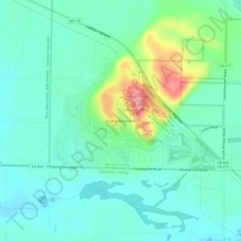 Crystal Mountain topographic map, elevation, terrain