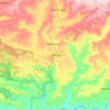 Cidolog topographic map, elevation, terrain