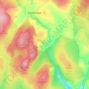 Bellever topographic map, elevation, terrain