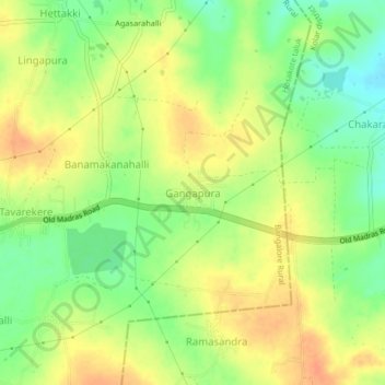 Gangapura topographic map, elevation, terrain