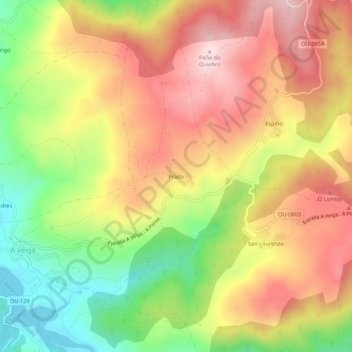 Prado topographic map, elevation, terrain