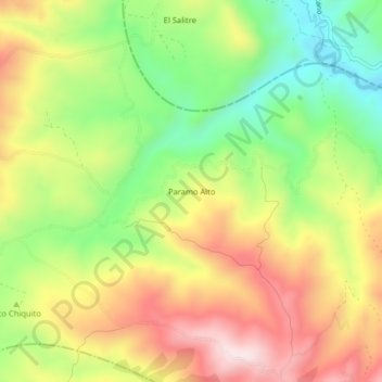 Paramo Alto topographic map, elevation, terrain