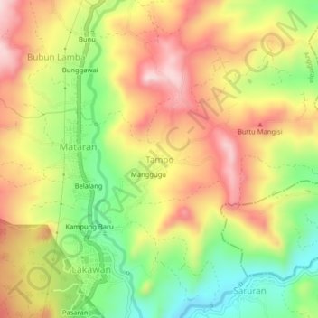 Tampo topographic map, elevation, terrain