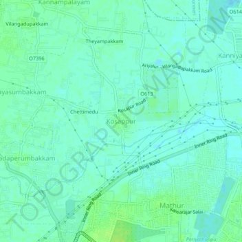 Kosappur topographic map, elevation, terrain