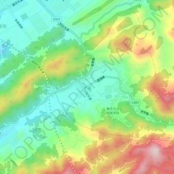 大庙 topographic map, elevation, terrain