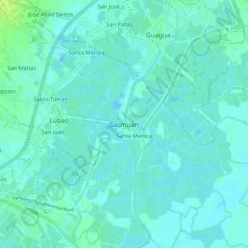 Sasmuan topographic map, elevation, terrain