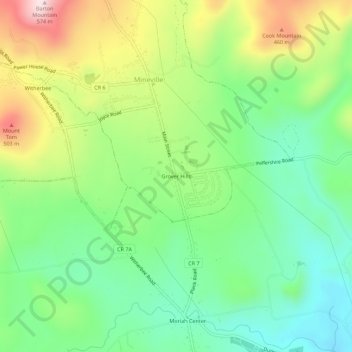 Grover Hills topographic map, elevation, terrain