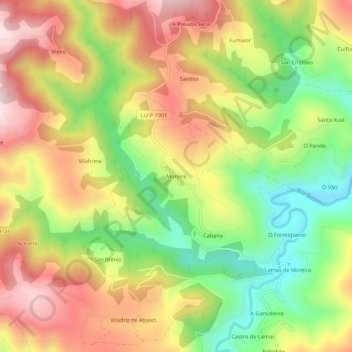 Moreira topographic map, elevation, terrain