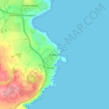 Boddam topographic map, elevation, terrain
