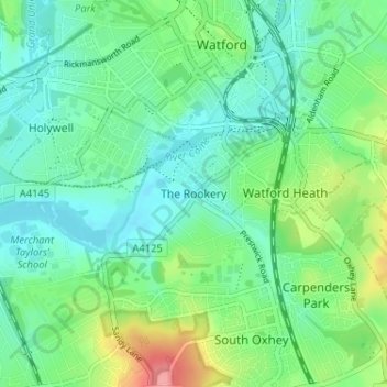 The Rookery topographic map, elevation, terrain