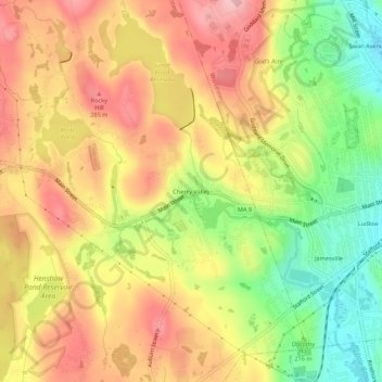 Cherry Valley topographic map, elevation, terrain