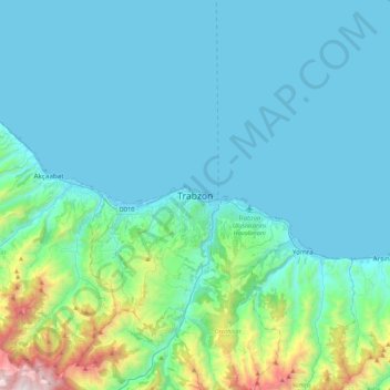 Trabzon topographic map, elevation, terrain