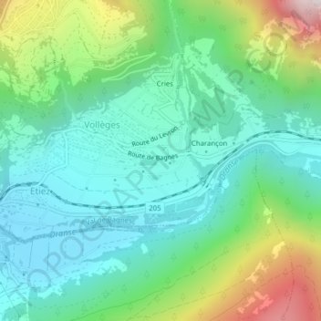 Les Posettes topographic map, elevation, terrain