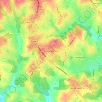 Strickland Heights topographic map, elevation, terrain